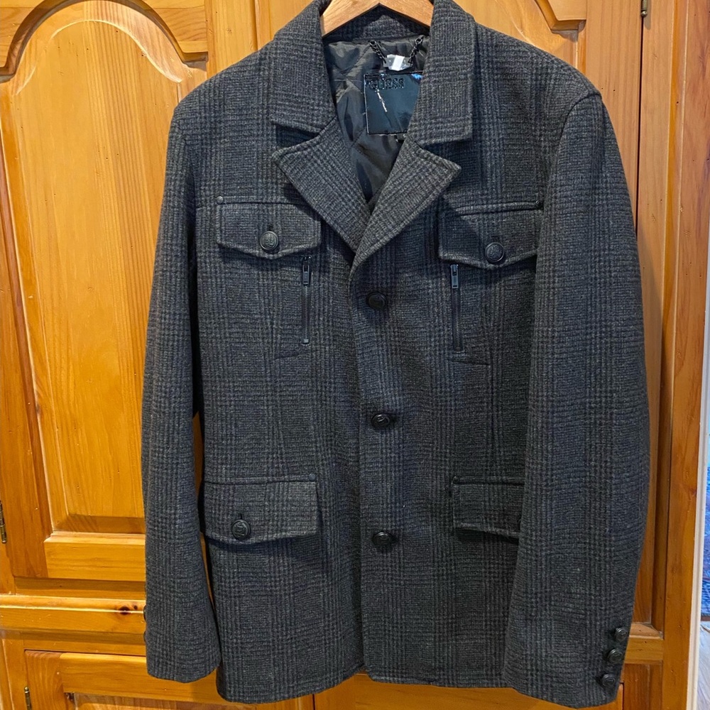 Gray Slim Fit Guess Peacoat (Size: Small)